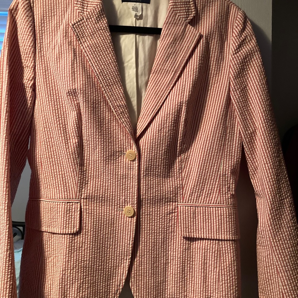 J Crew Red Striped Blazer. Size 8